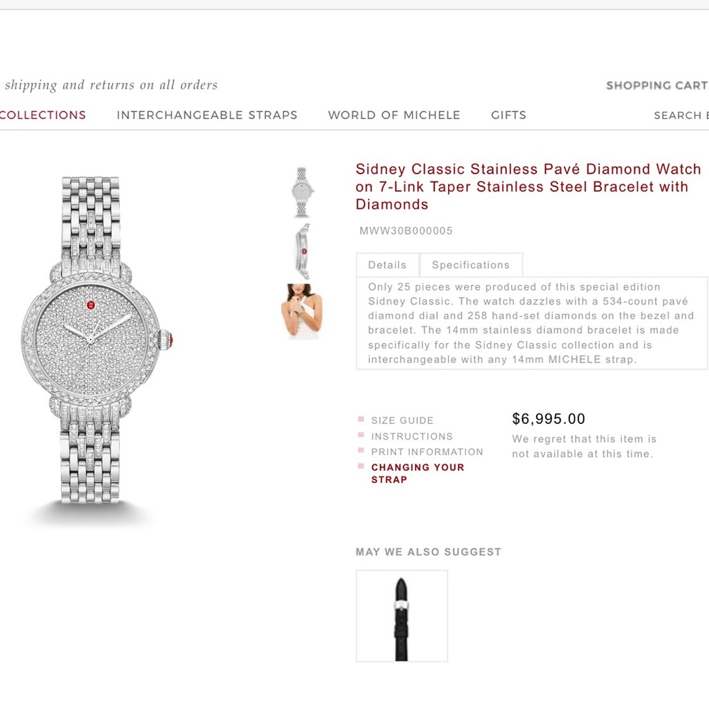 Rare diamond Michele Sidney watch